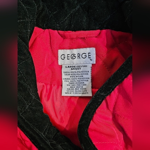 George Quilted Zip Up Red & Black Winter Jacket 100% Polyester Size L (12-14) - Picture 8 of 8